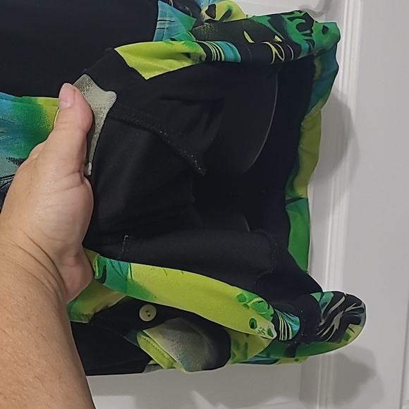 2 FOR💲1️⃣ ARDOISE Vibrantly Coloured Abstract Short-slv Tunic Top Sheer Overlay - Picture 9 of 14